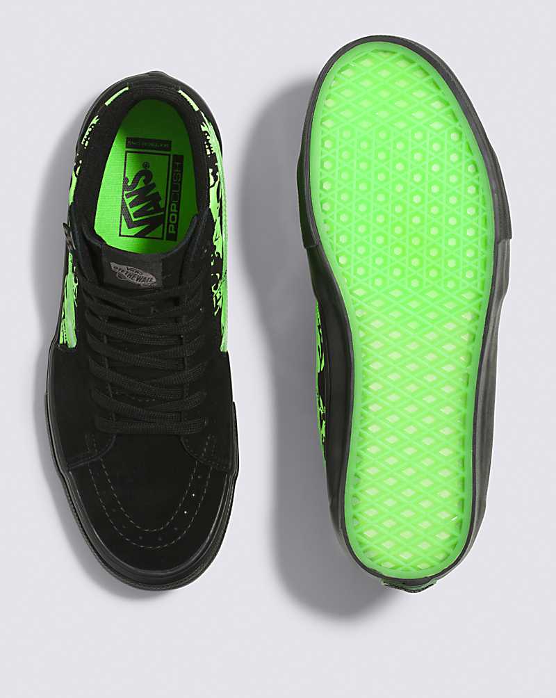 Vans Skate SK8-Hi Glow Skulls Men Skate Shoes Black / Green / Black | JR1-8626