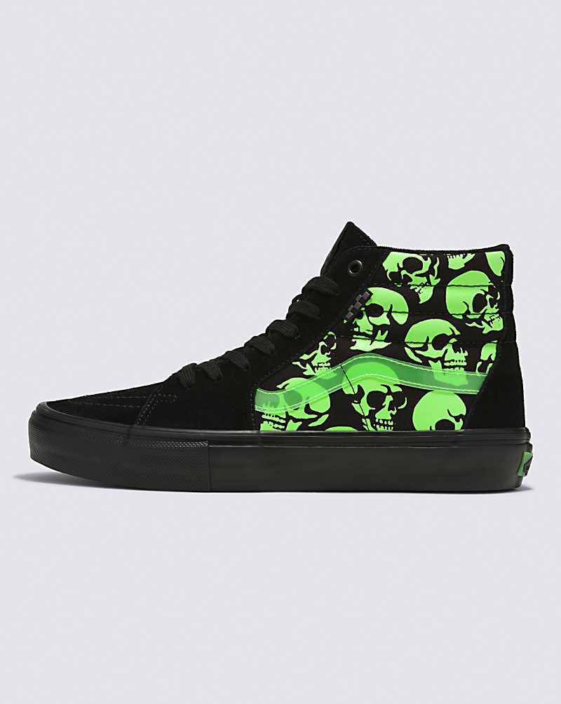 Vans Skate SK8-Hi Glow Skulls Men Skate Shoes Black / Green / Black | JR1-8626