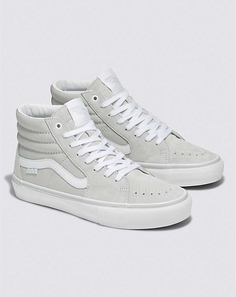 Vans Skate SK8-Hi Men Skate Shoes Light Grey / White | SE1-7317