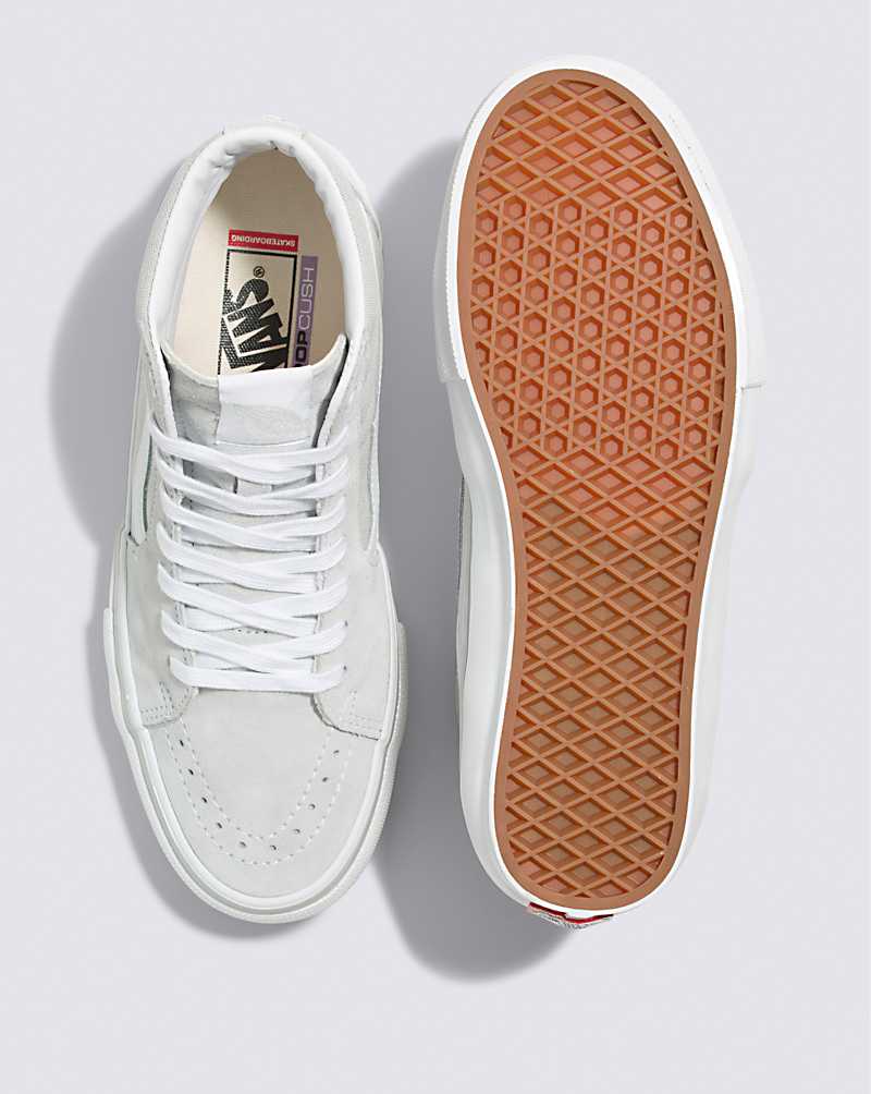 Vans Skate SK8-Hi Men Skate Shoes Light Grey / White | SE1-7317