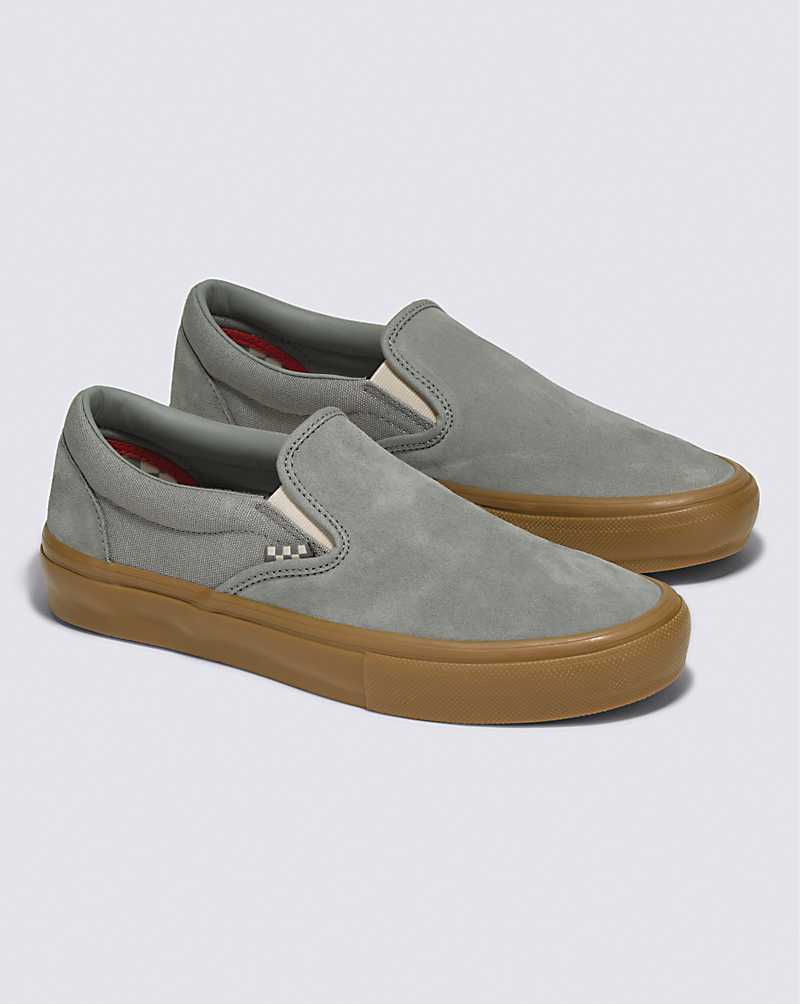 Vans Skate Slip-On Women Skate Shoes Grey / Brown | OV1-1659