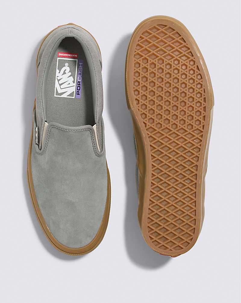 Vans Skate Slip-On Women Skate Shoes Grey / Brown | OV1-1659