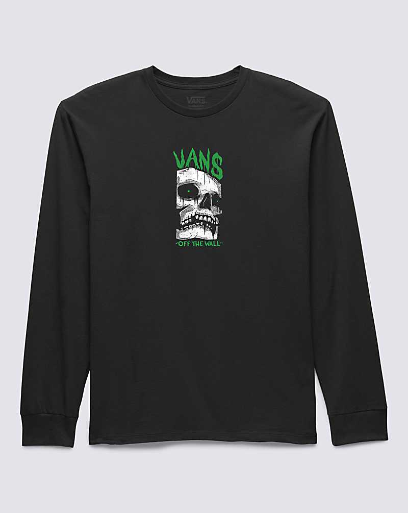 Vans Skull Long Sleeve Men T Shirts Black | QL1-8028