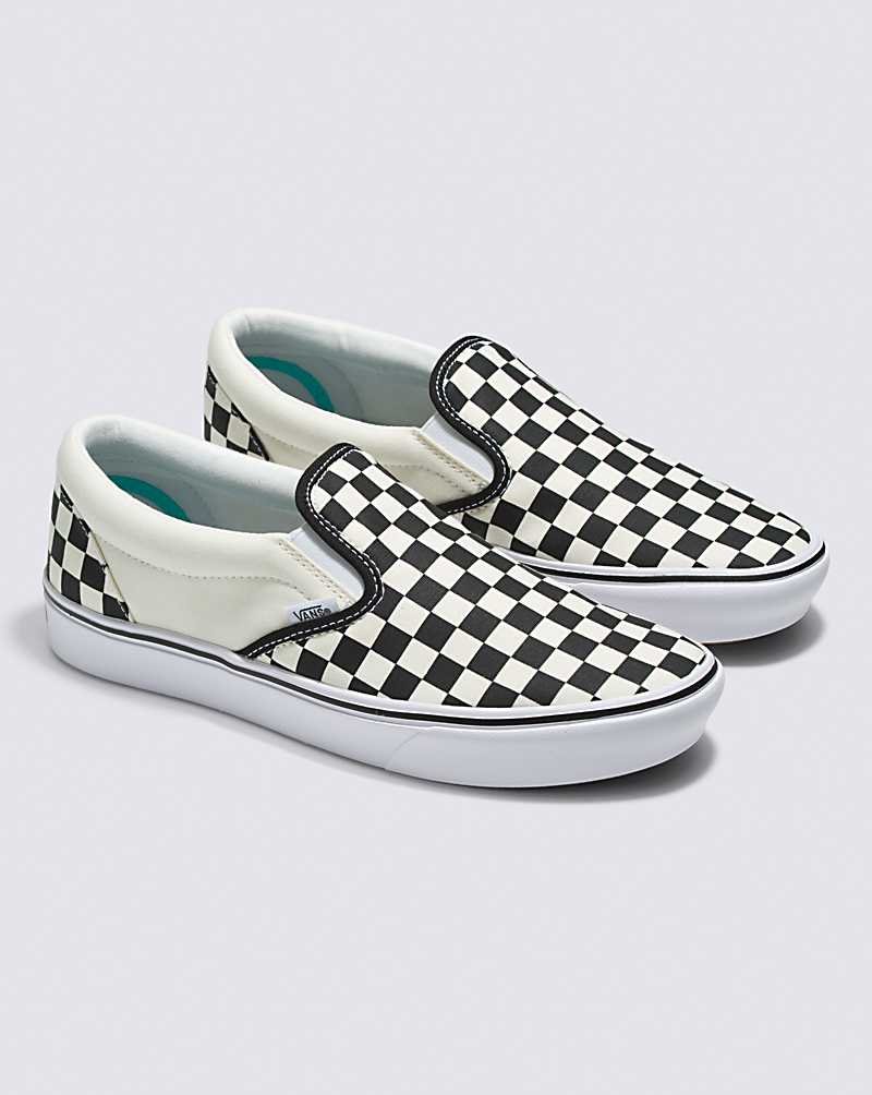 Vans Slip-On ComfyCush Checkerboard Shoe Women Slip On Shoes Black / White | FJ1-3526