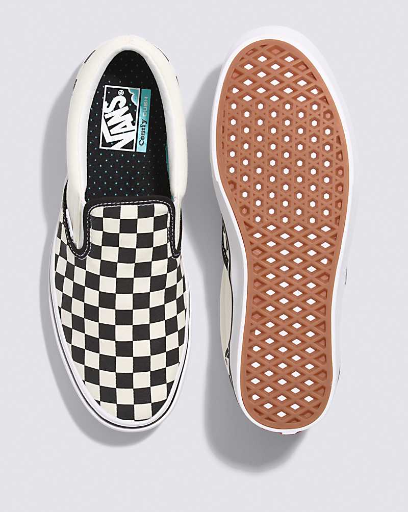 Vans Slip-On ComfyCush Checkerboard Shoe Women Slip On Shoes Black / White | FJ1-3526