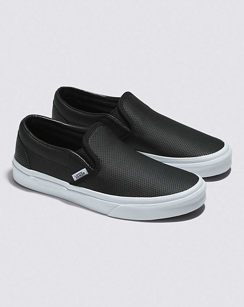 Vans Slip-On Perf Leather Shoe Women Slip On Shoes Black | WV1-1897