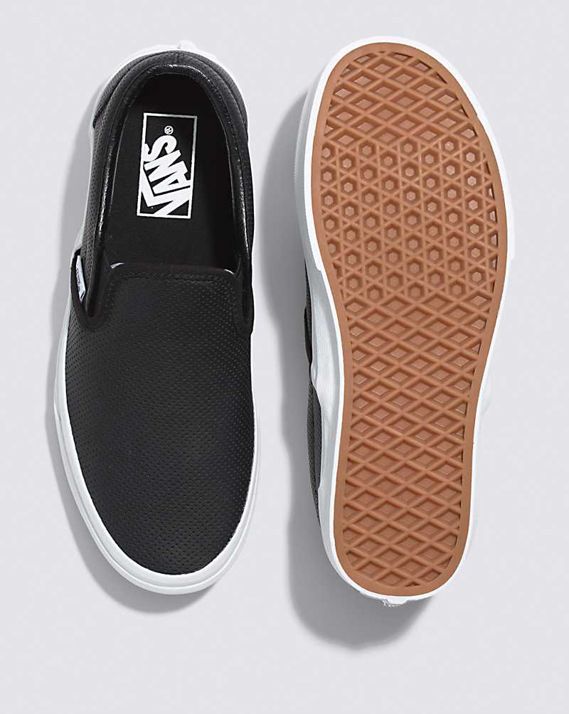 Vans Slip-On Perf Leather Shoe Women Slip On Shoes Black | WV1-1897