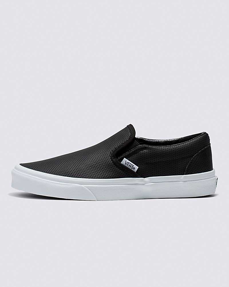 Vans Slip-On Perf Leather Shoe Women Slip On Shoes Black | WV1-1897