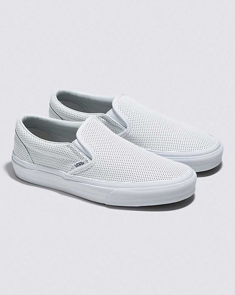 Vans Slip-On Perf Leather Shoe Women Slip On Shoes White | WC1-6522