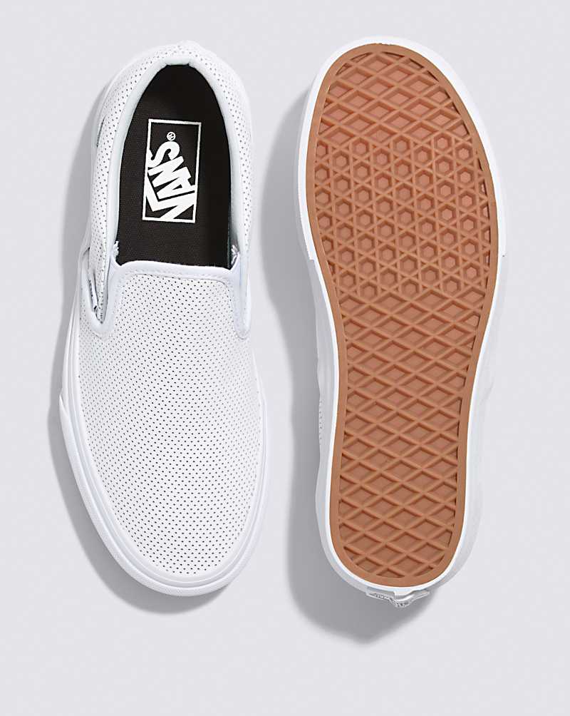 Vans Slip-On Perf Leather Shoe Women Slip On Shoes White | WC1-6522