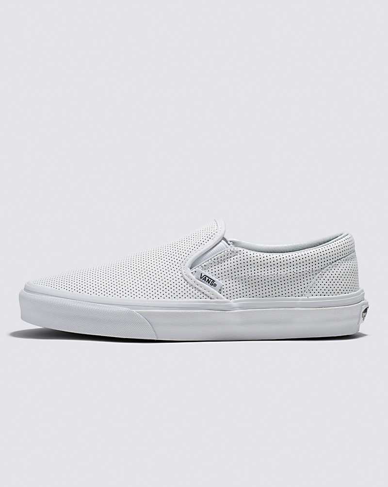 Vans Slip-On Perf Leather Shoe Women Slip On Shoes White | WC1-6522