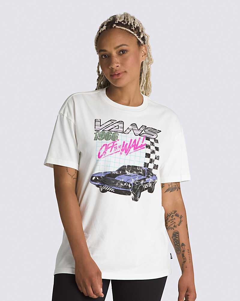 Vans Speedway Oversized Women T Shirts White | WJ1-7829