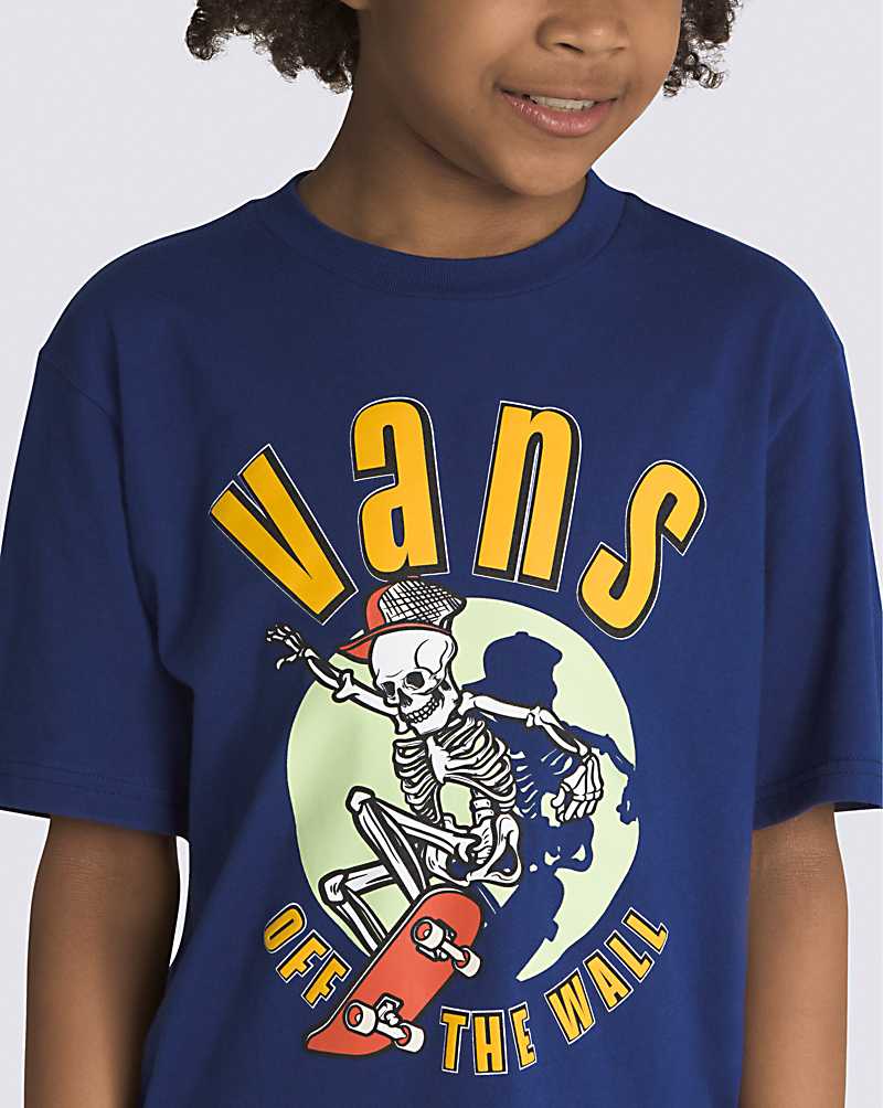 Vans Spotlight Skeleton Kids' T Shirts Blue | MJ1-4063