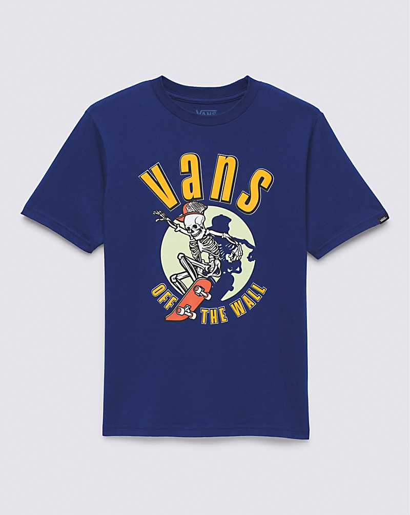 Vans Spotlight Skeleton Kids' T Shirts Blue | MJ1-4063