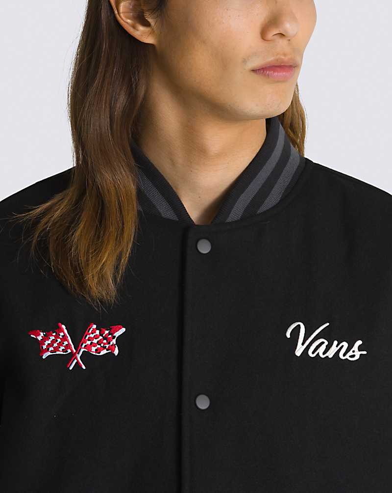 Vans Stevens Varsity Jacket Men Jackets Black | YE1-2996