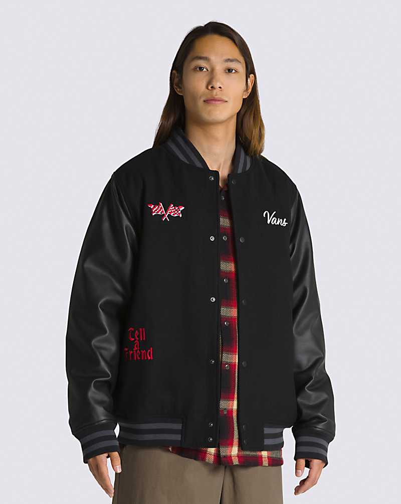 Vans Stevens Varsity Jacket Men Jackets Black | YE1-2996