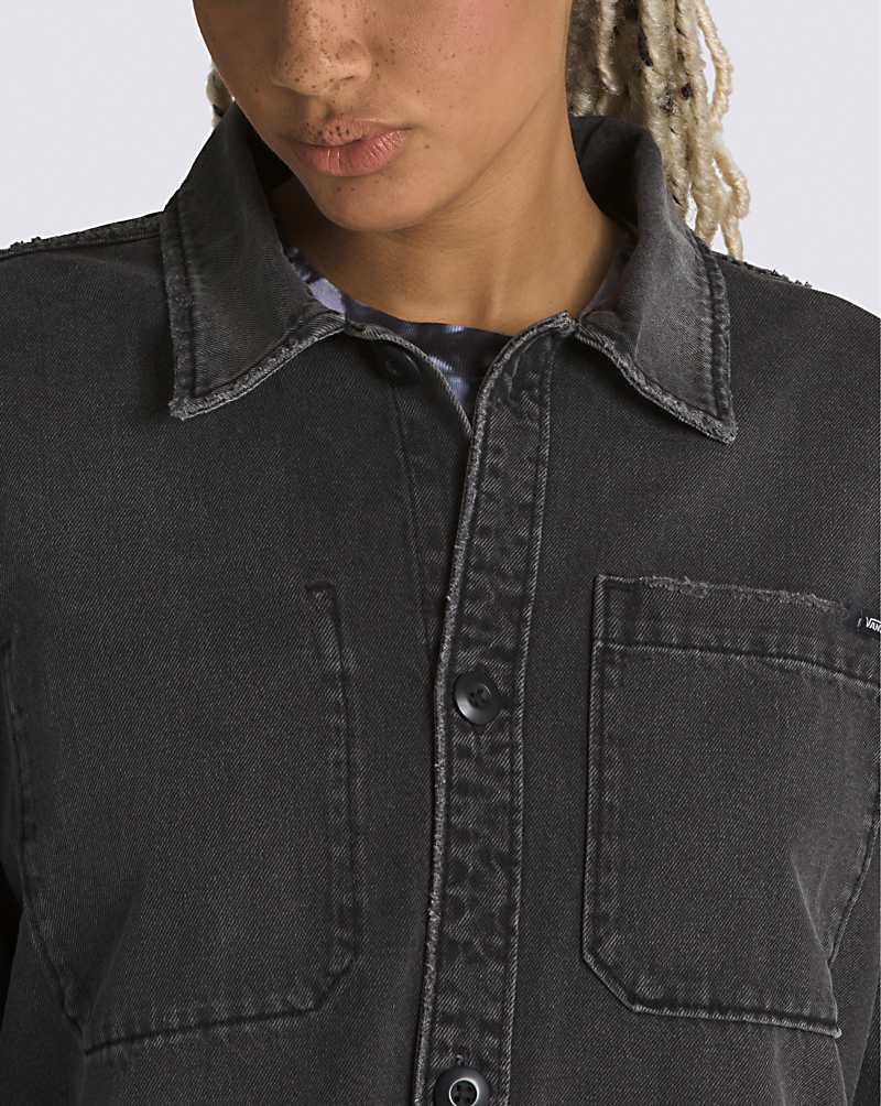 Vans Stormlight Lightwinds Denim Shacket Women Jackets Black | TG1-1829