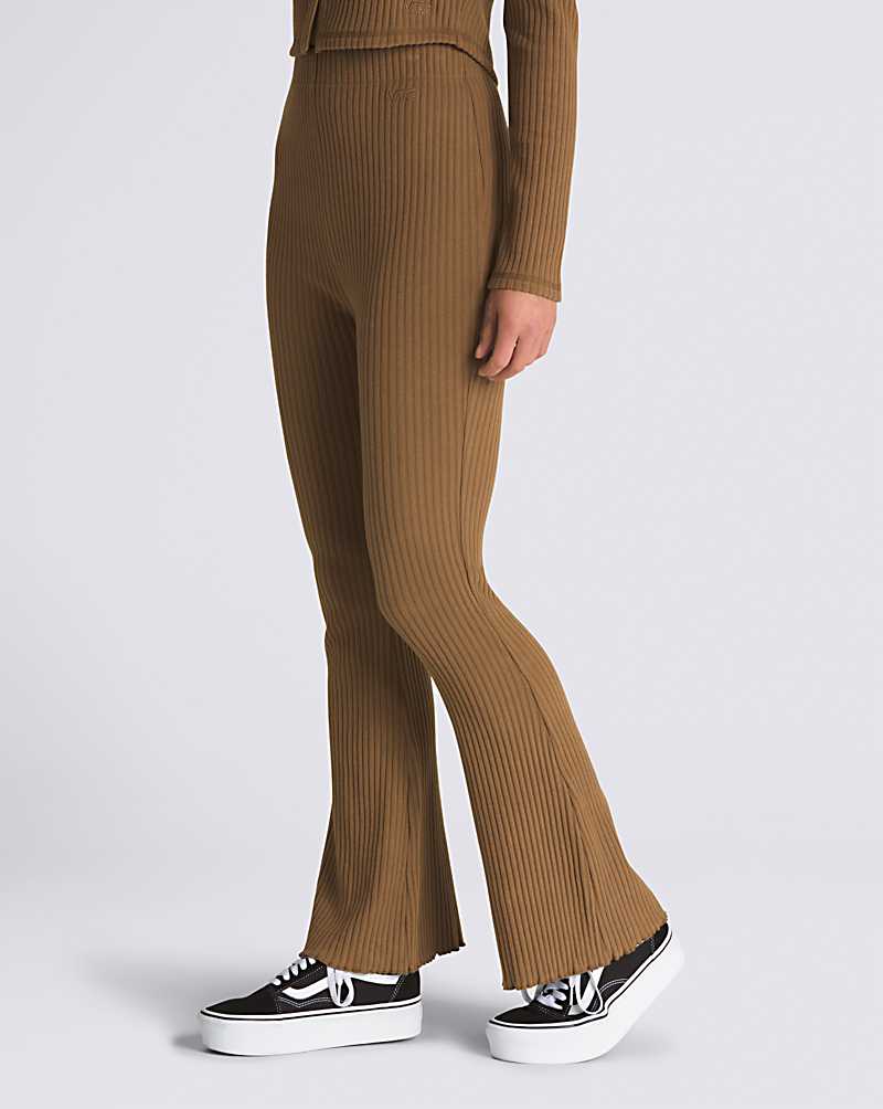 Vans Stormlight Ribbed Knit Flare Women Pants Dark Yellow | KT1-9931