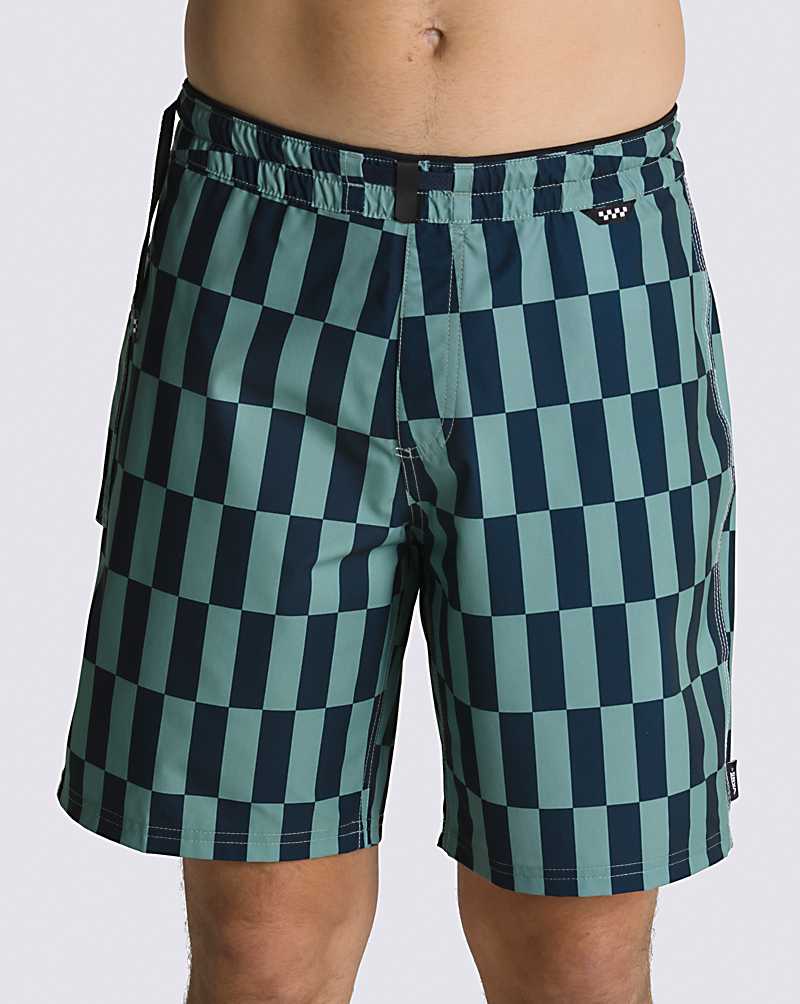 Vans Surf Trunk 19\'\' Men Boardshorts Green / Blue | OV1-7841