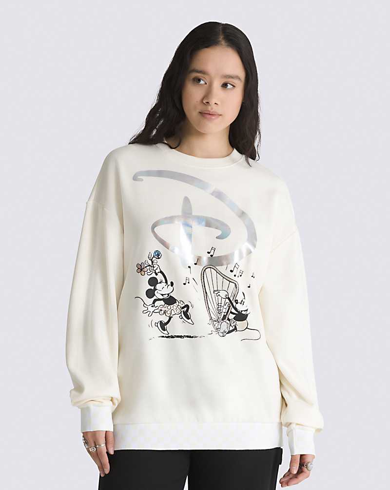 Vans Swan Song Oversized Long Sleeve Crew Women Sweatshirts White | YR1-2704