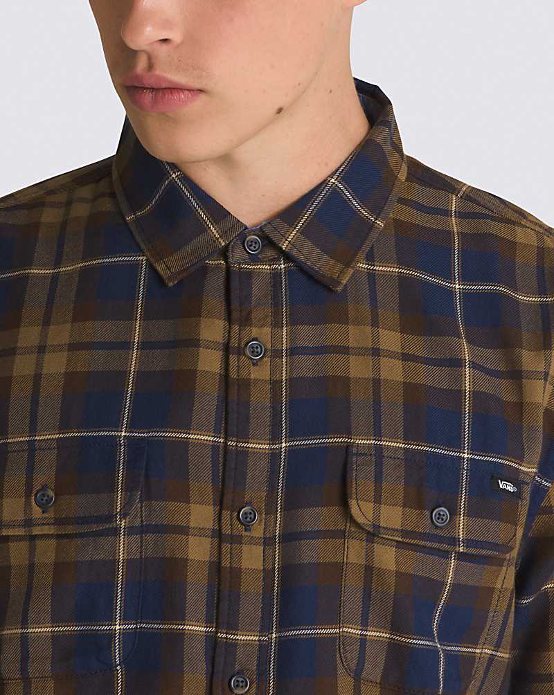 Vans Sycamore Long Sleeve Flannel Men Shirts Blue / Olive | XM1-2985