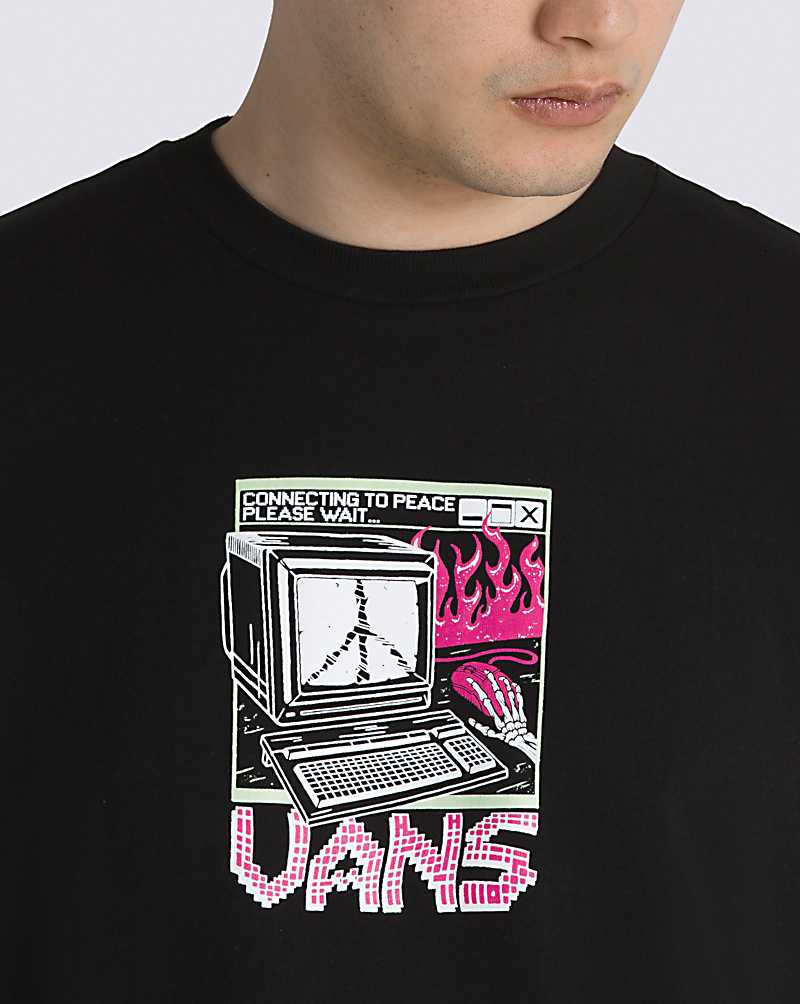 Vans Throwback Peace Machine Men T Shirts Black | UE1-9975