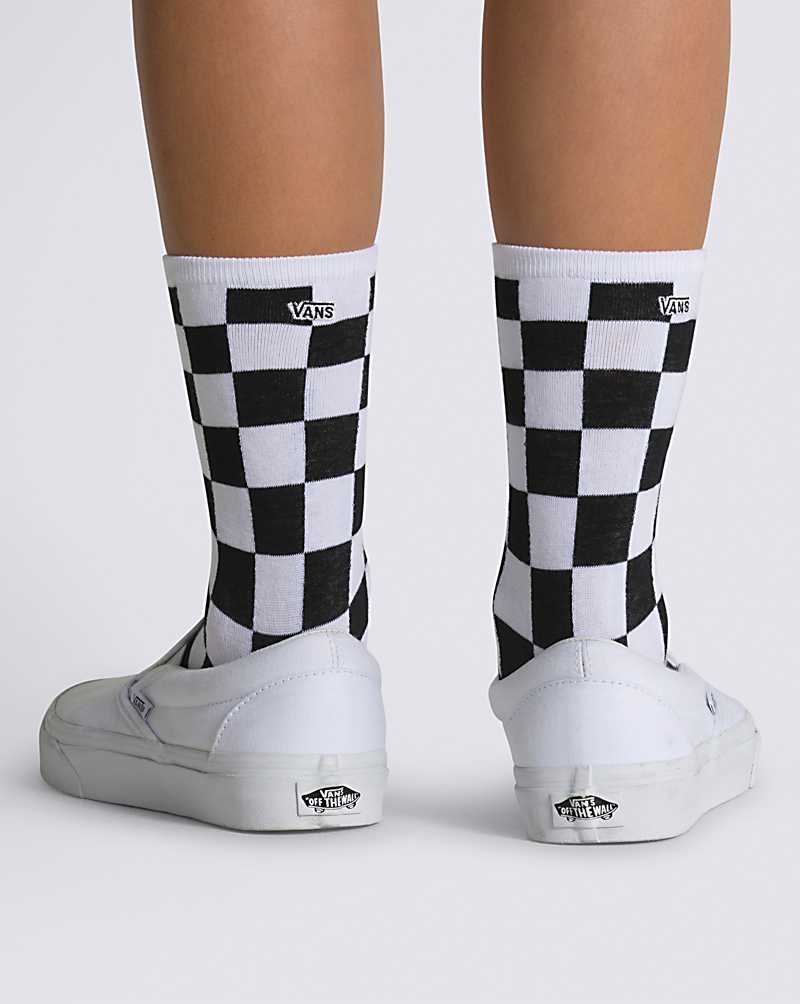 Vans Ticker Crew 6.5-10 1 Pack Rox Checkerboard Women Socks Black | HF1-3230