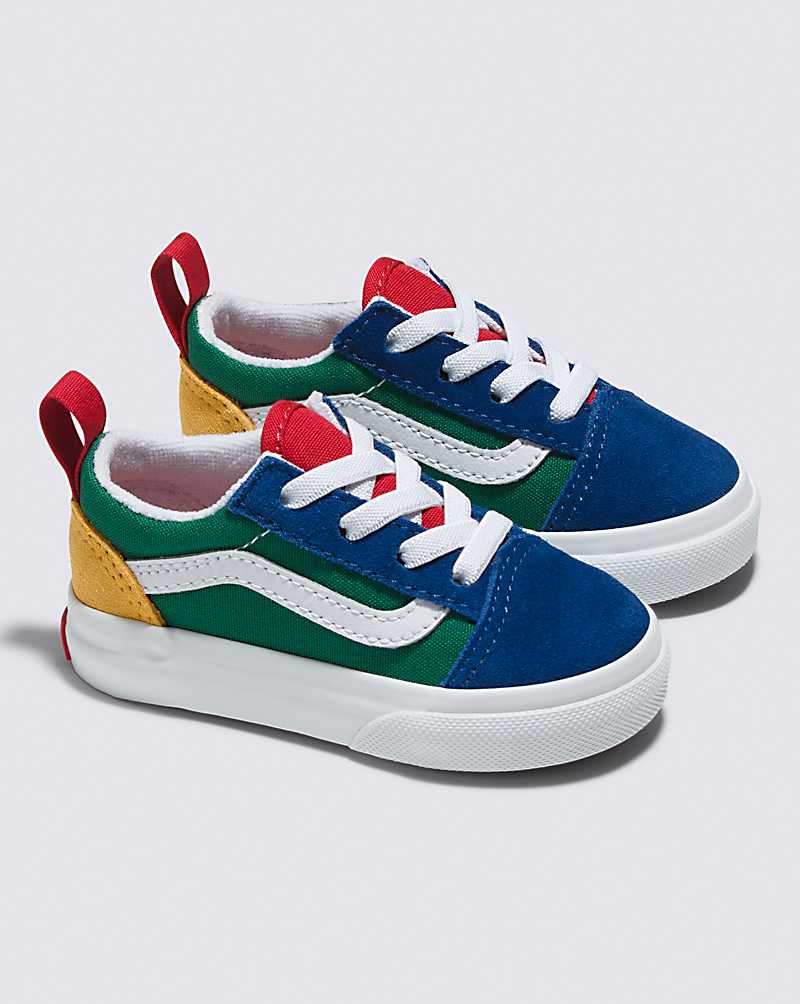 Vans Toddler Old Skool Elastic Lace Yacht Club Shoe Kids' Sneakers Blue / Green / Yellow | YB1-5628