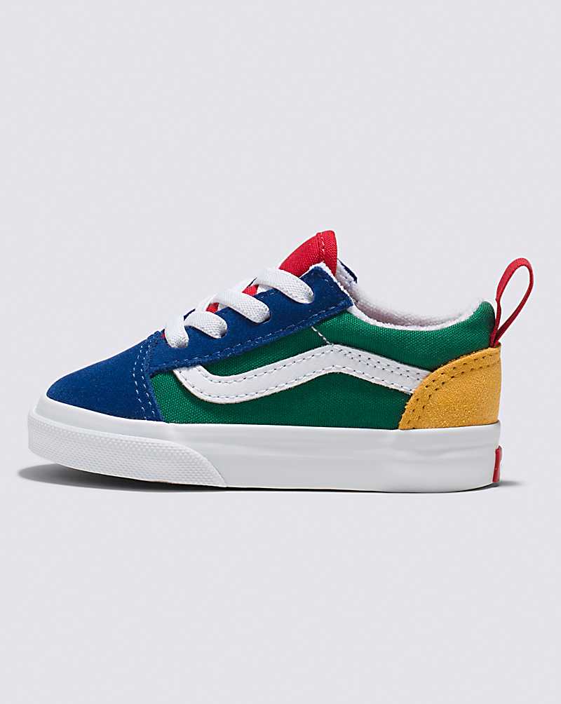 Vans Toddler Old Skool Elastic Lace Yacht Club Shoe Kids\' Sneakers Blue / Green / Yellow | YB1-5628