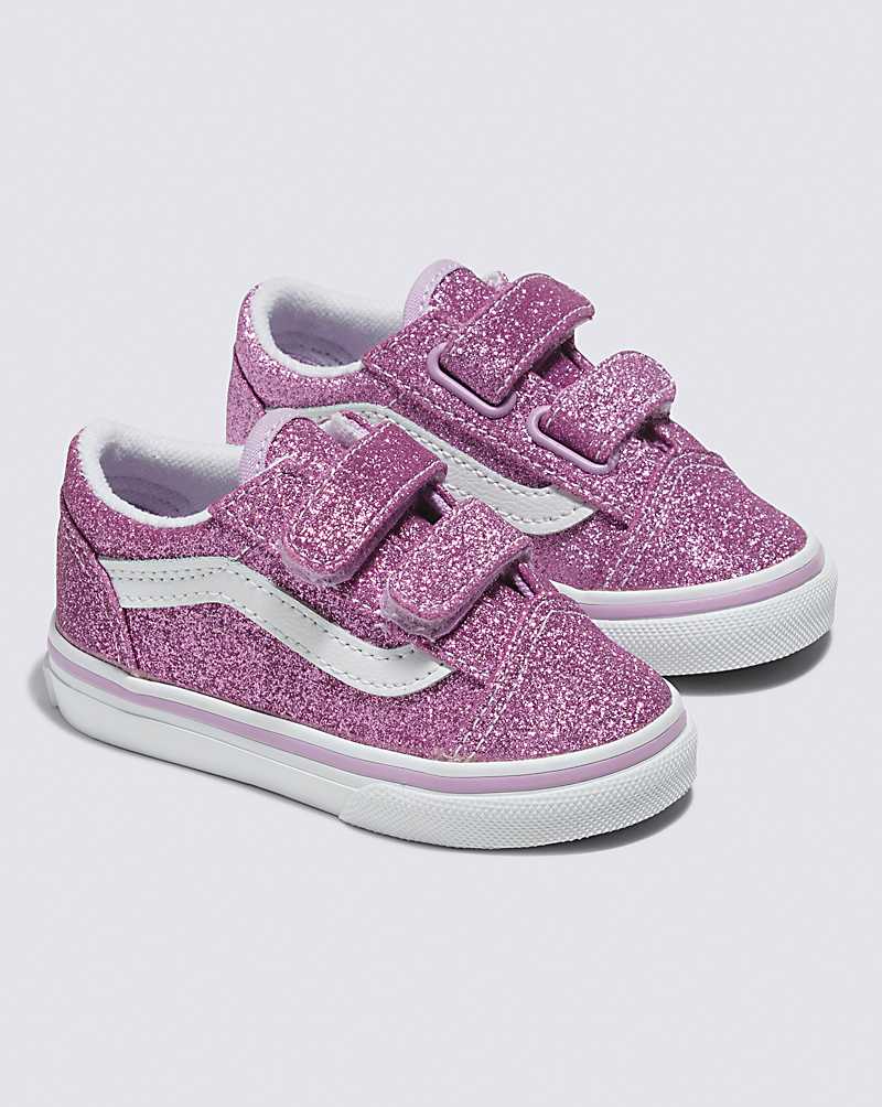 Vans Toddler Old Skool V Glitter Shoe Kids' Sneakers Purple | DD1-2201