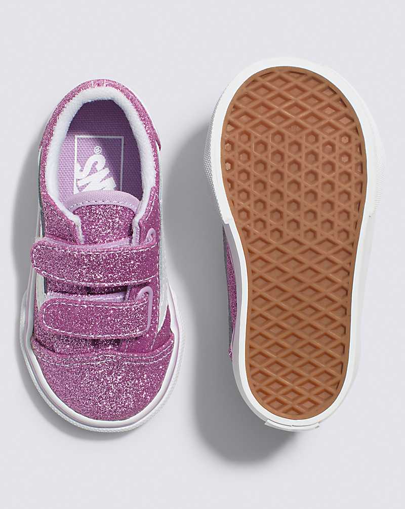 Vans Toddler Old Skool V Glitter Shoe Kids' Sneakers Purple | DD1-2201