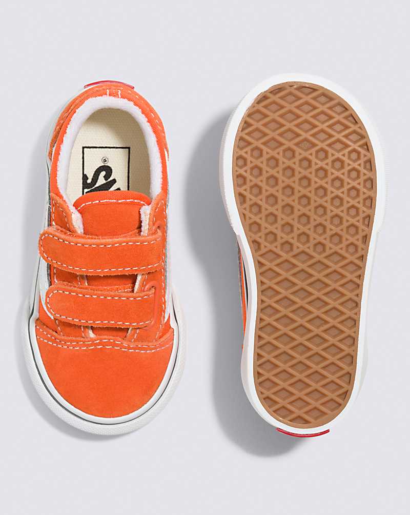 Vans Toddler Old Skool V Shoe Kids' Sneakers Red Orange | GN1-6583