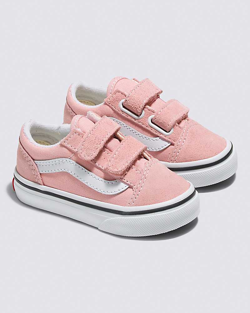 Vans Toddler Old Skool V Shoes Kids' Sneakers Pink / White | LT1-8052