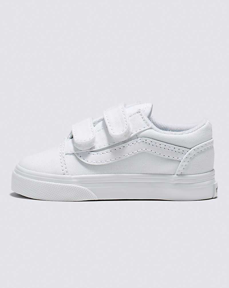 Vans Toddler Old Skool V Shoes Kids\' Sneakers White / White | TG1-3004