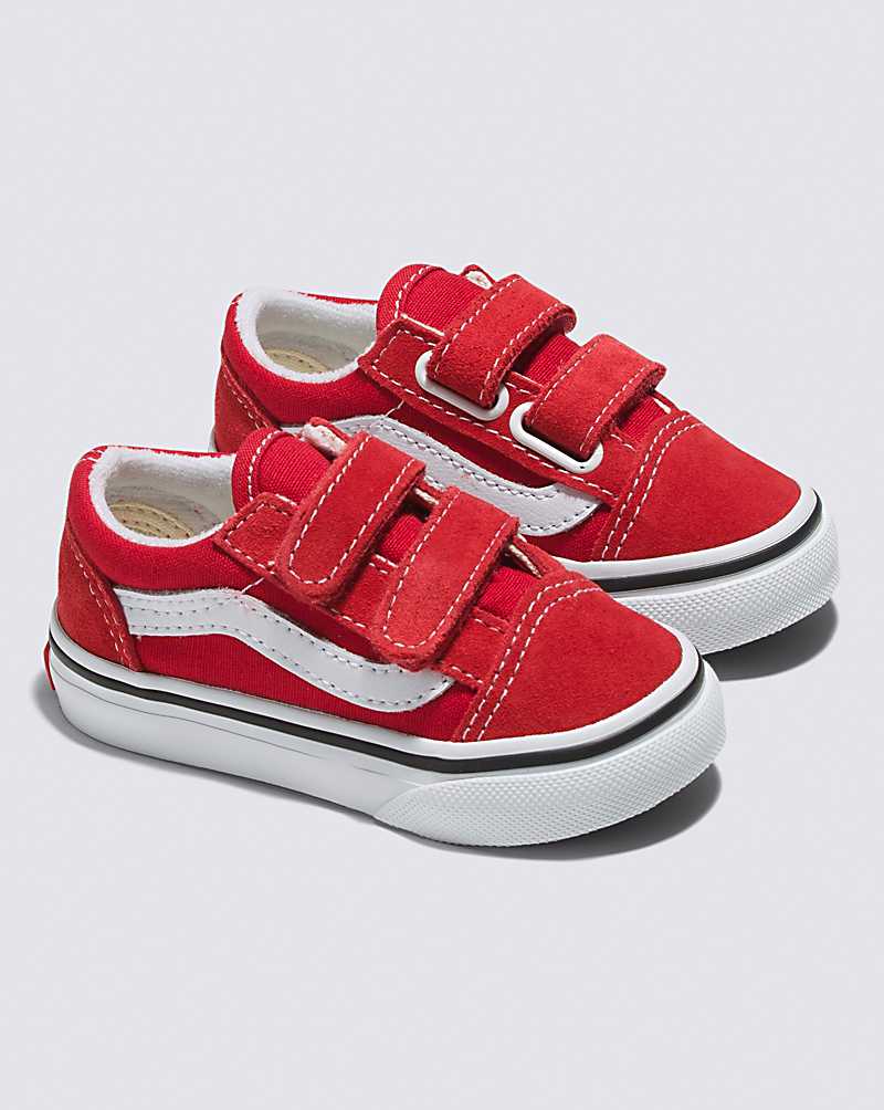 Vans Toddler Old Skool V Shoes Kids' Sneakers Red / White | NA1-4641