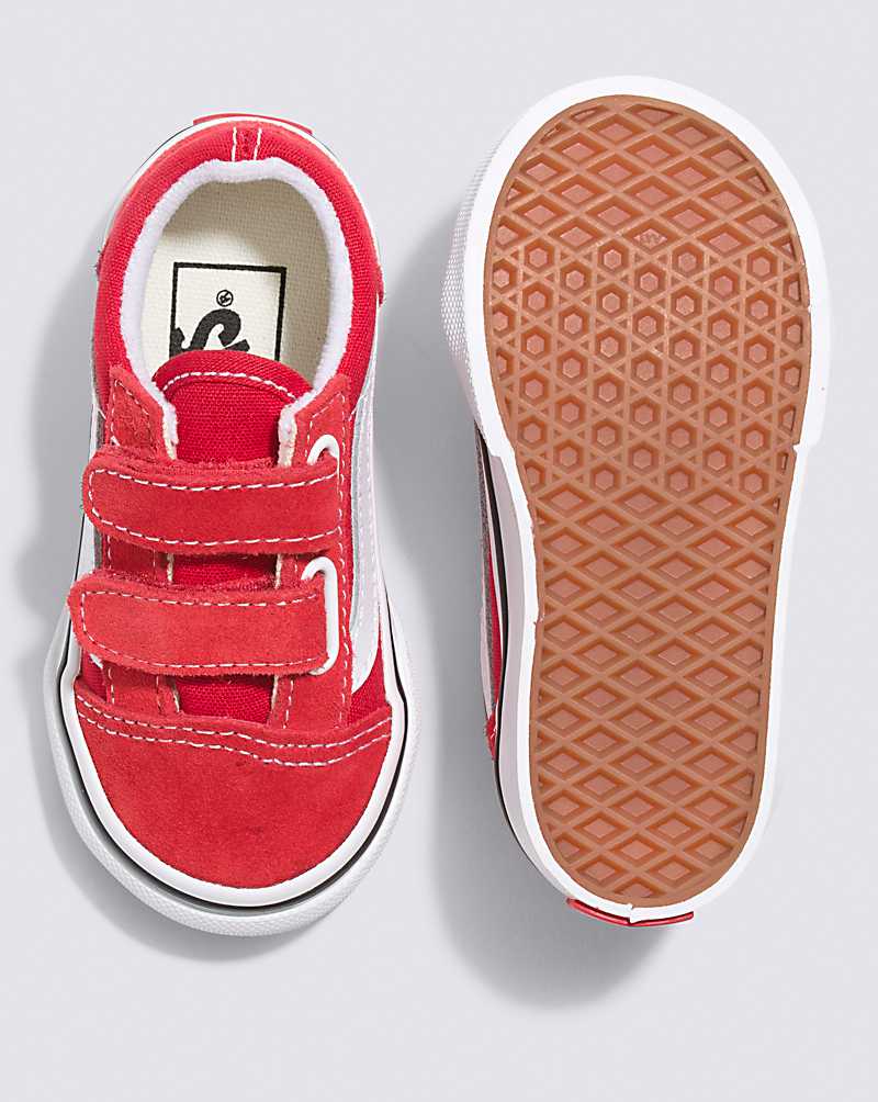 Vans Toddler Old Skool V Shoes Kids' Sneakers Red / White | NA1-4641