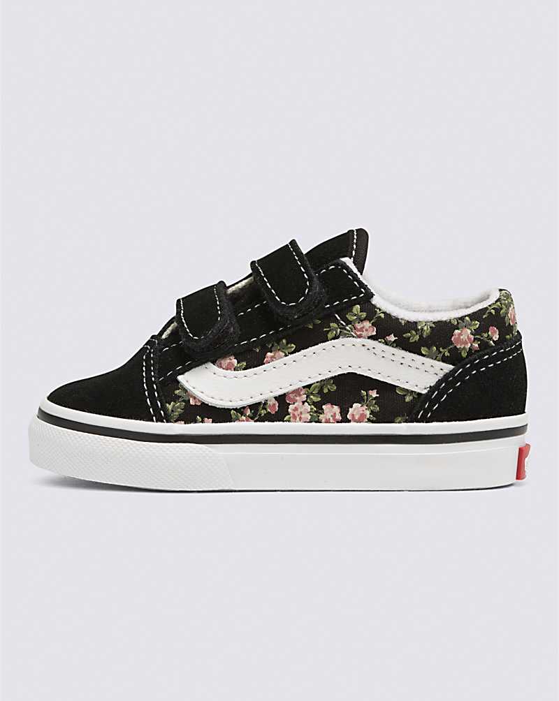 Vans Toddler Old Skool V Wallflower Floral Shoe Kids\' Sneakers Black | SC1-5832