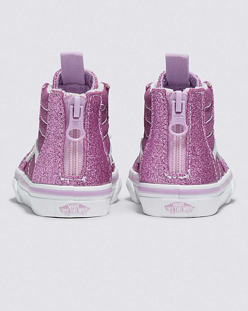 Vans Toddler Sk8-Hi Zip Glitter Shoe Kids' High Top Sneakers Purple | UK1-1490