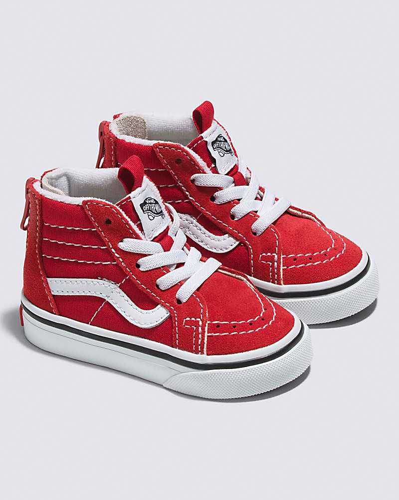 Vans Toddler Sk8-Hi Zip Shoes Kids' High Top Sneakers Red / White | PP1-5369