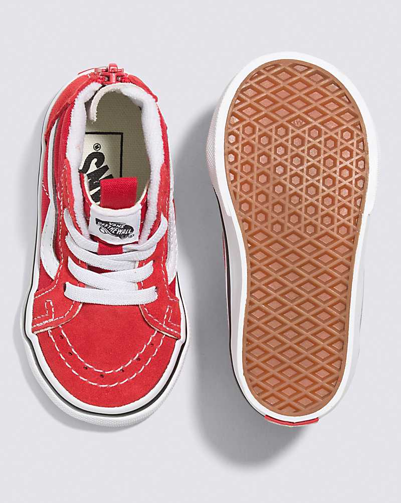 Vans Toddler Sk8-Hi Zip Shoes Kids' High Top Sneakers Red / White | PP1-5369