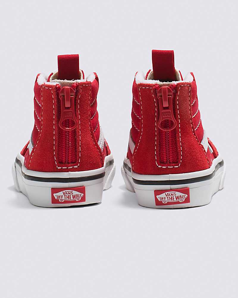 Vans Toddler Sk8-Hi Zip Shoes Kids' High Top Sneakers Red / White | PP1-5369