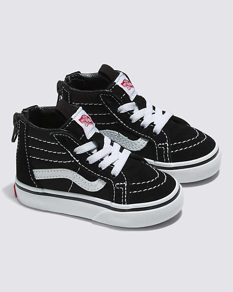 Vans Toddler Sk8-Hi Zip Shoes Kids' High Top Sneakers Black / White | ME1-7467