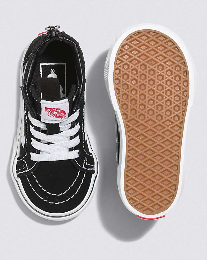 Vans Toddler Sk8-Hi Zip Shoes Kids' High Top Sneakers Black / White | ME1-7467