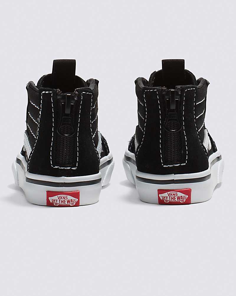 Vans Toddler Sk8-Hi Zip Shoes Kids' High Top Sneakers Black / White | ME1-7467