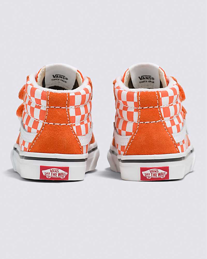 Vans Toddler Sk8-Mid Reissue V Checkerboard Shoe Kids' Sneakers Red Orange | BR1-4965