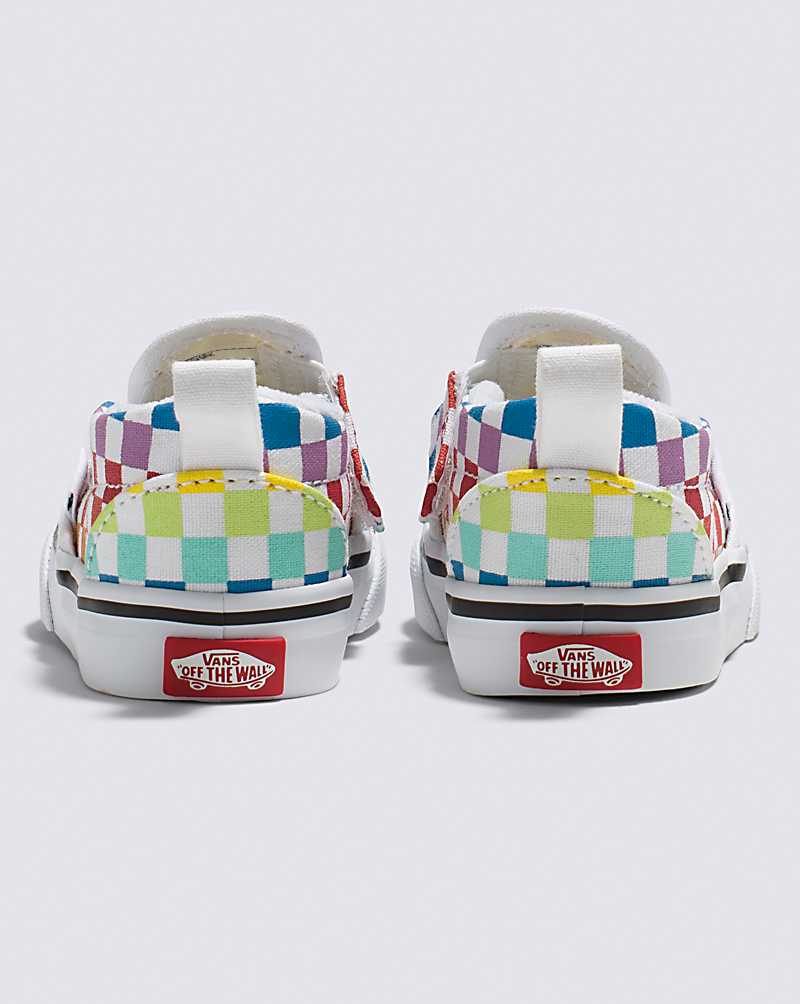 Vans Toddler Slip-On V Checkerboard Shoe Kids' Slip On Shoes Multicolor / White | GU1-6004