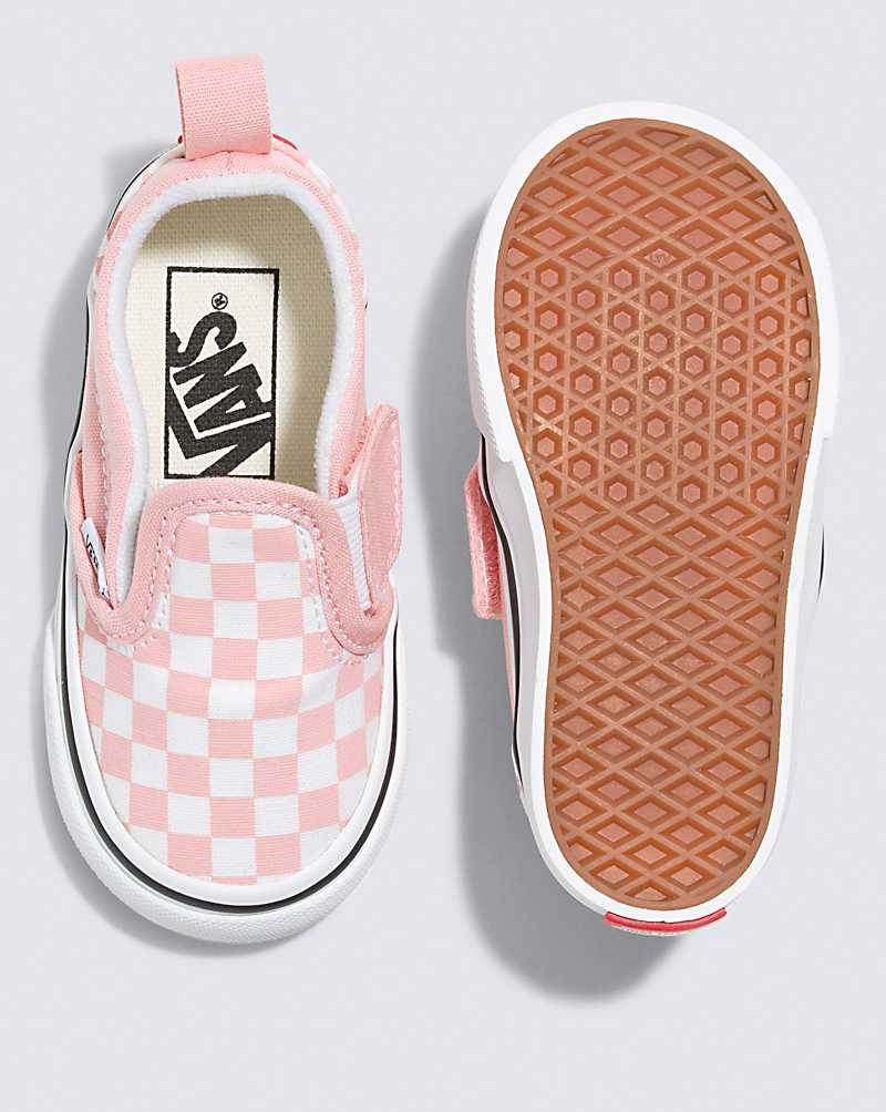 Vans Toddler Slip-On V Checkerboard Shoe Kids' Slip On Shoes Pink / White | UI1-8776