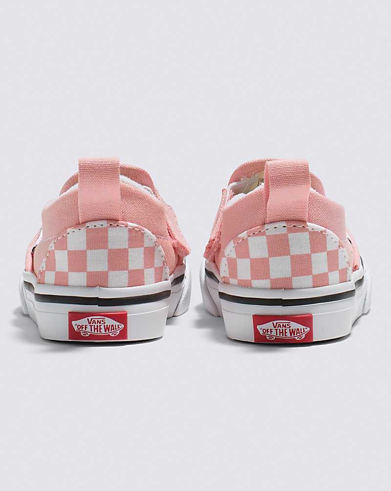 Vans Toddler Slip-On V Checkerboard Shoe Kids' Slip On Shoes Pink / White | UI1-8776