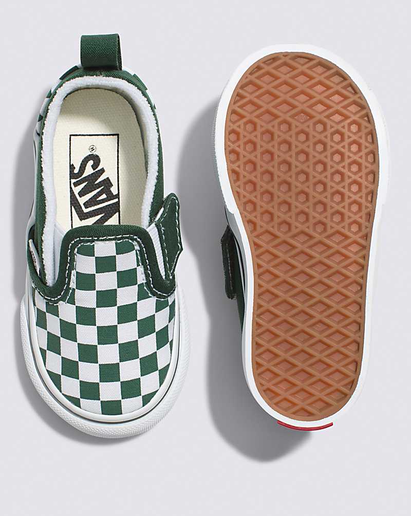 Vans Toddler Slip-On V Checkerboard Shoe Kids' Slip On Shoes Green | PP1-2860