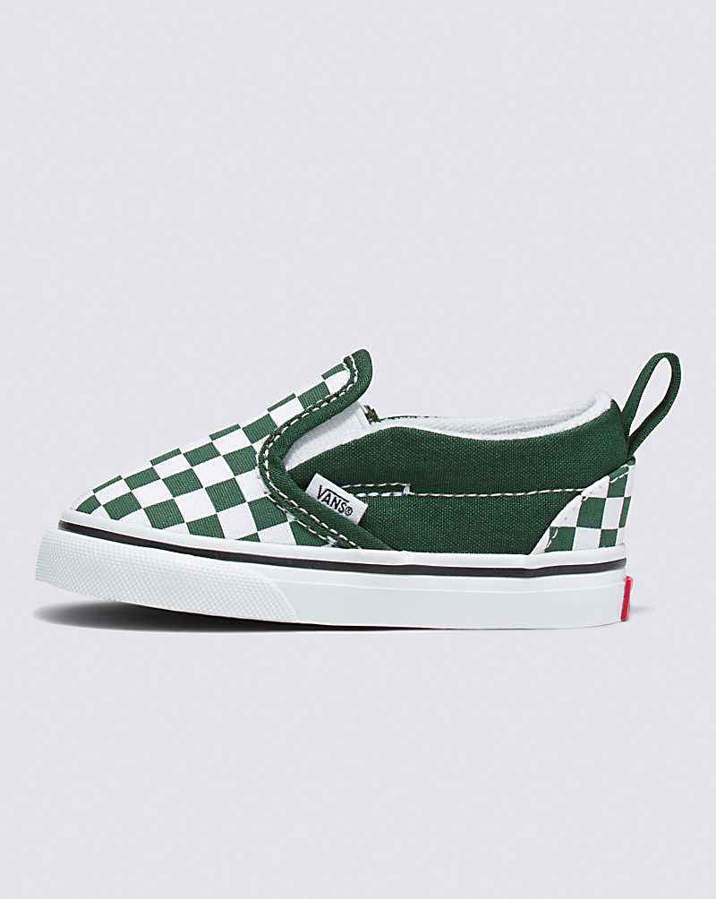 Vans Toddler Slip-On V Checkerboard Shoe Kids\' Slip On Shoes Green | PP1-2860